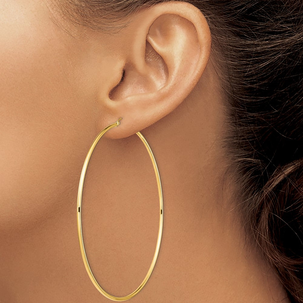 14k Yellow Gold 90.5 mm Round Tube Hoop Earrings (5.26 grams)