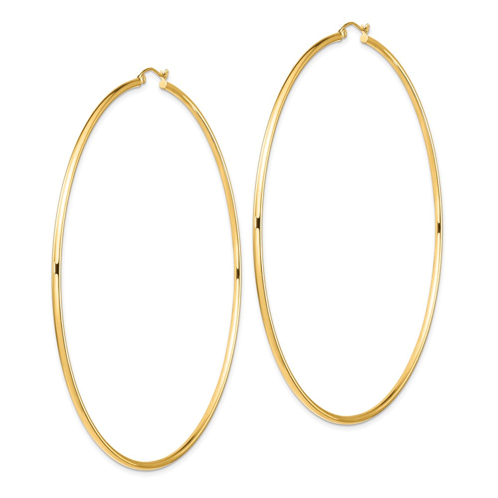 14k Yellow Gold 90.5 mm Lightweight Round Tube Hoop Earrings (4.54 grams)