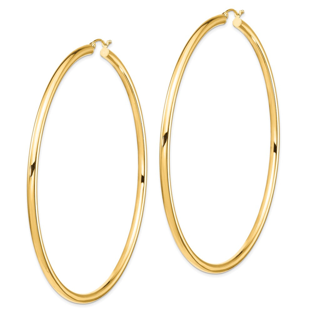 14k Yellow Gold 80 mm Round Tube Hoop Earrings (7.68 grams)