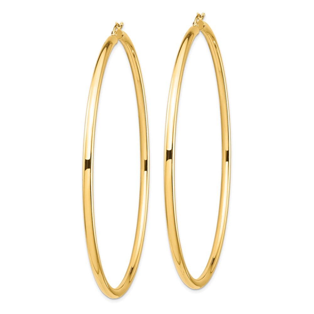 14k Yellow Gold 80 mm Lightweight Round Tube Hoop Earrings (6.06 grams)