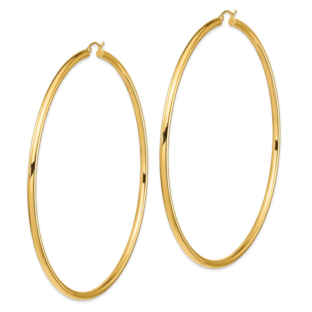 14k Yellow Gold 90 mm Round Tube Hoop Earrings (7.81 grams)