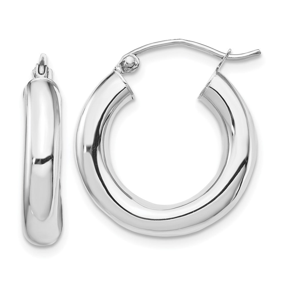 14k White Gold 19.82 mm Tube Hoop Earrings (2.01 grams)