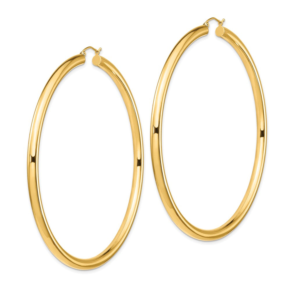 14k Yellow Gold 80.5 mm Round Tube Hoop Earrings (8.96 grams)