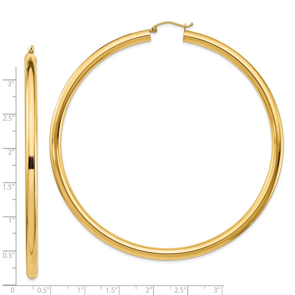 14k Yellow Gold 80.5 mm Round Tube Hoop Earrings (8.96 grams)
