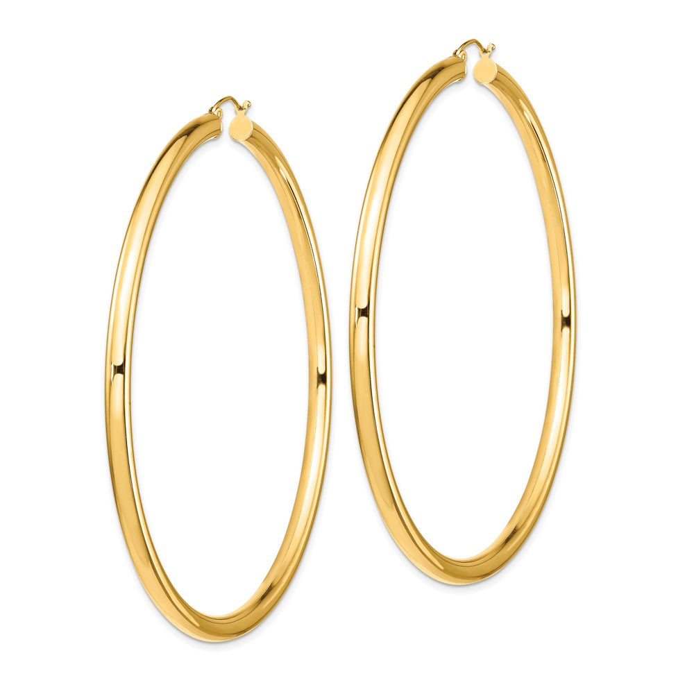 14k Yellow Gold 79 mm Lightweight Round Tube Hoop Earrings (6.65 grams)