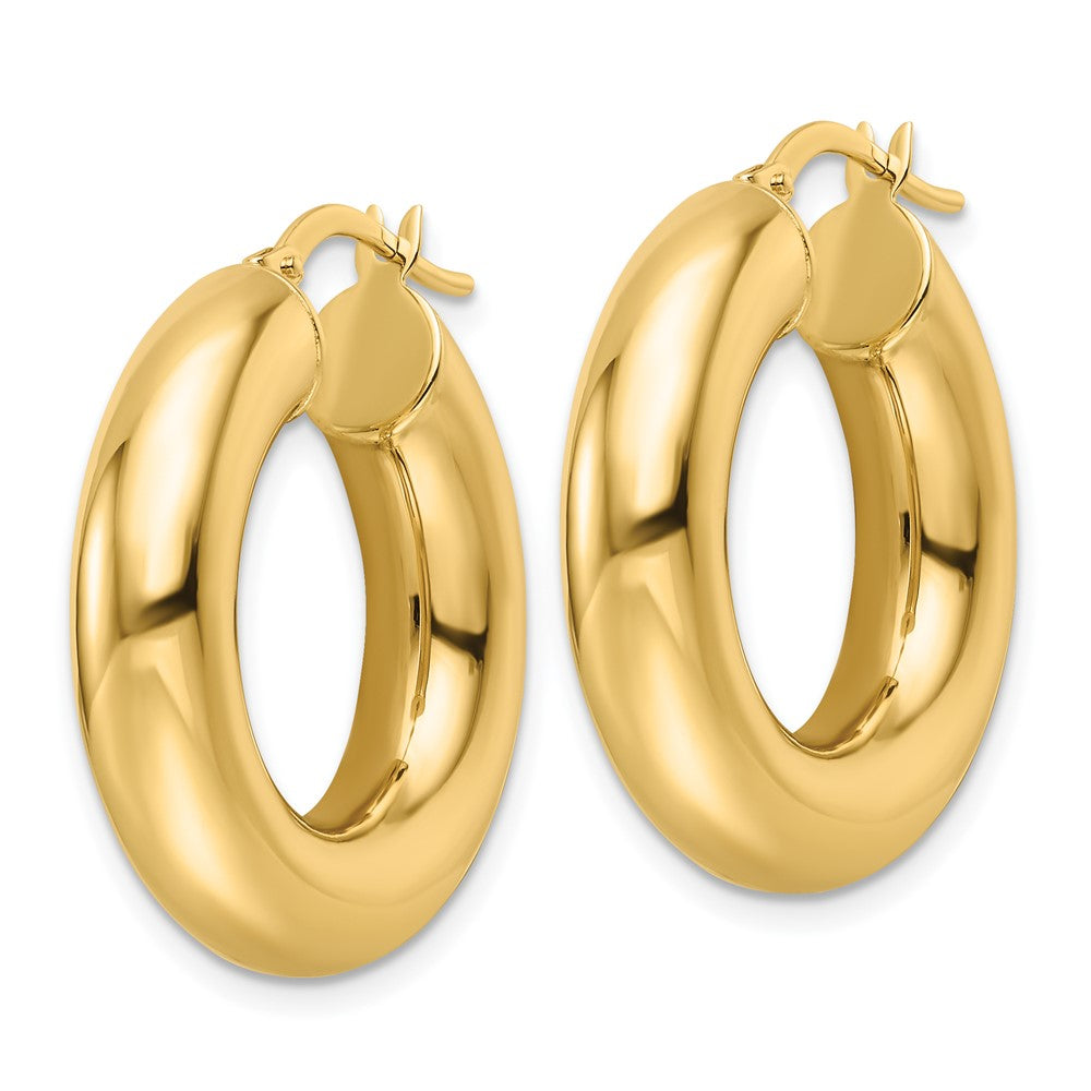 14k Yellow Gold 25.6 mm Hollow Round Tube Round Hoop Earrings (4.34 grams)