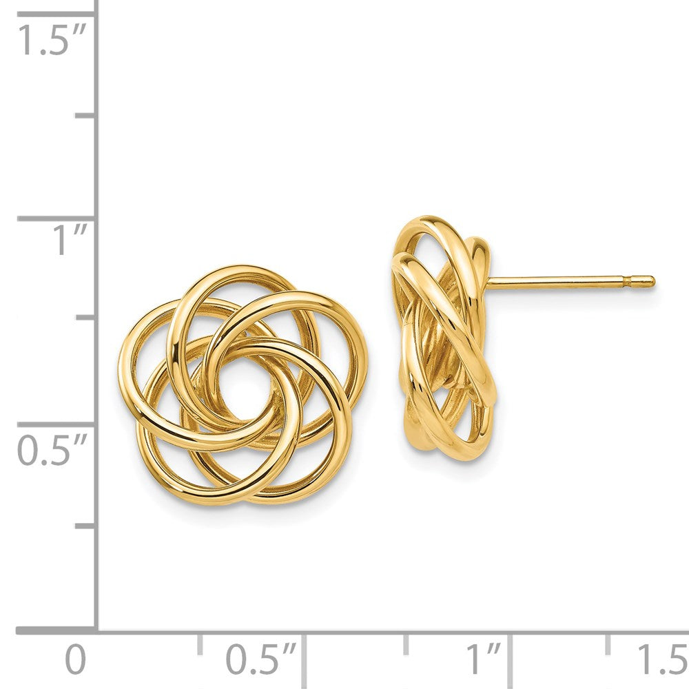 14k Yellow Gold 15 mm Polished Love Knot Post Earrings (2.01 grams)