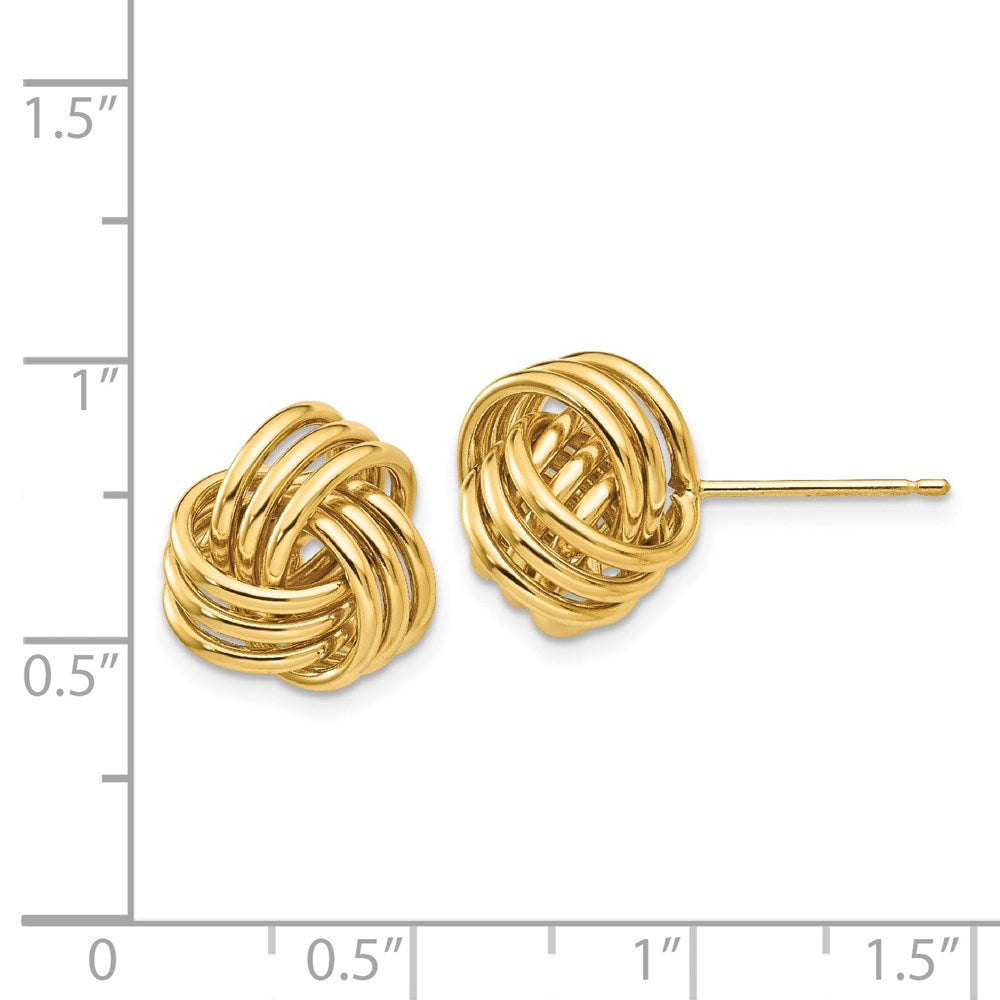 14k Yellow Gold 12 mm Polished Triple Knot Post Earrings (3.13 grams)