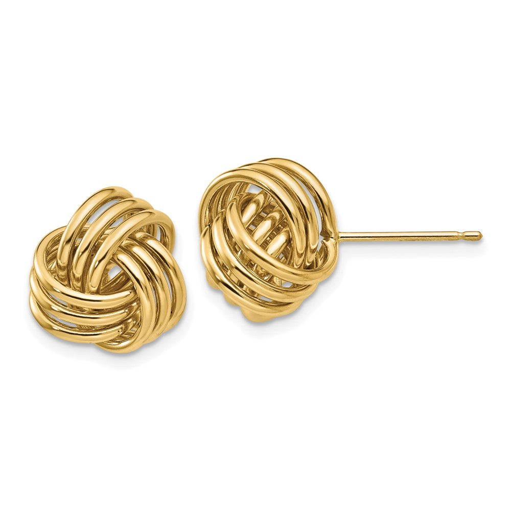 14k Yellow Gold 12 mm Polished Triple Knot Post Earrings (3.13 grams)