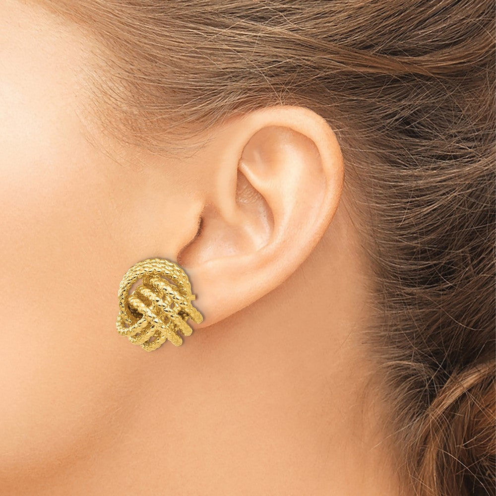 14k Yellow Gold 12 mm Polished & Twisted Love Knot Post Earrings (4.01 grams)