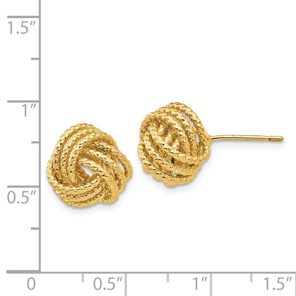 14k Yellow Gold 12 mm Polished & Twisted Love Knot Post Earrings (4.01 grams)