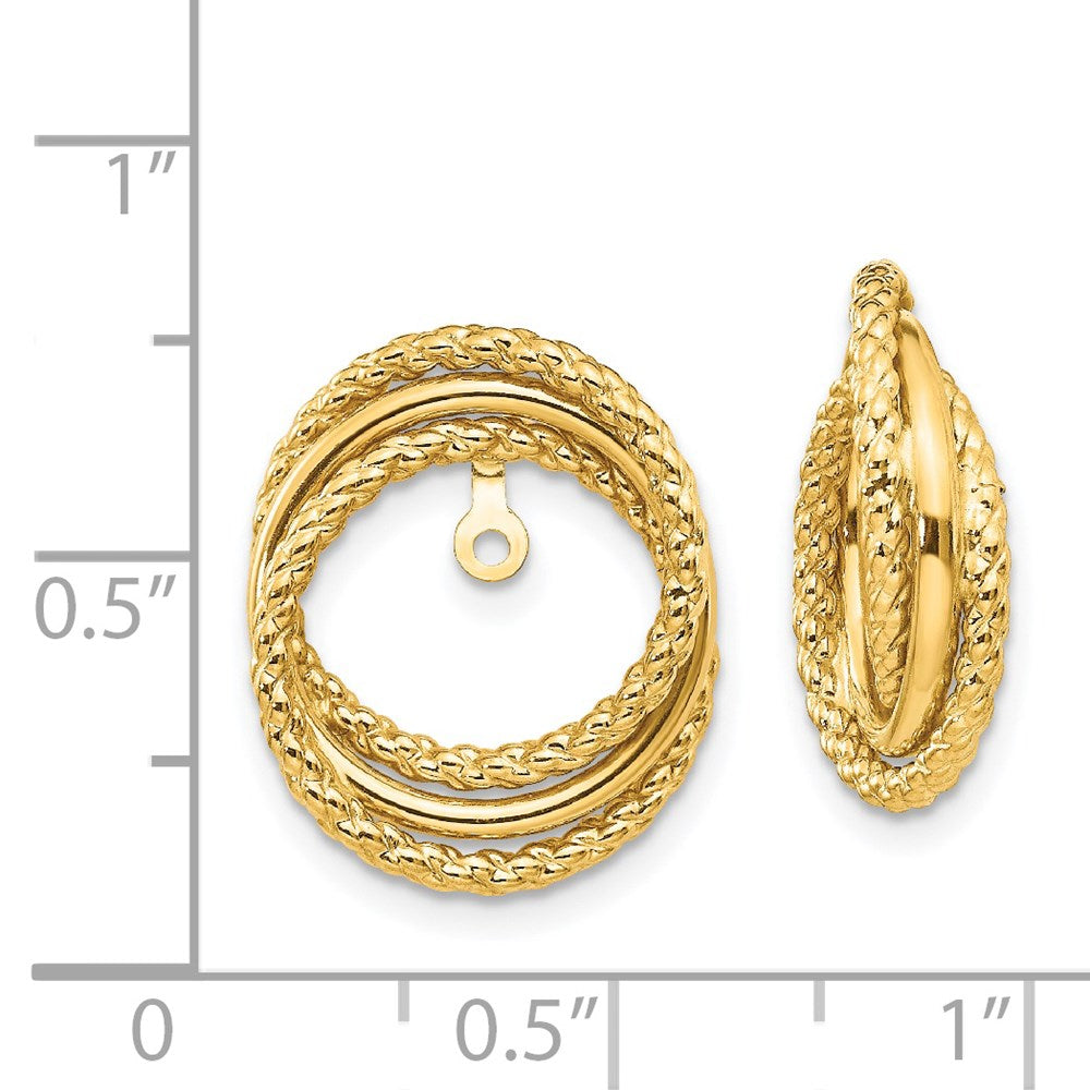 14k Yellow Gold 12 mm Polished & Twisted Fancy Earring Jackets (2.2 grams)