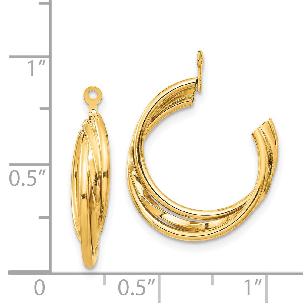 14k Yellow Gold 4 mm Polished Hoop Earring Jackets (1.81 grams)