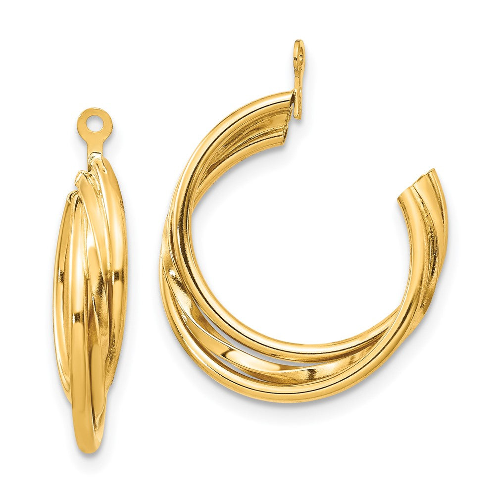14k Yellow Gold 4 mm Polished Hoop Earring Jackets (1.81 grams)