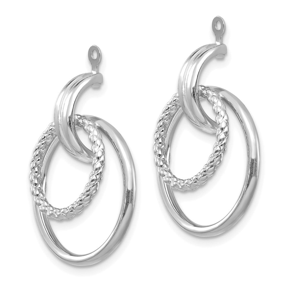 14k White Gold 22 mm Polished & Twisted Fancy Earring Jackets (2.18 grams)