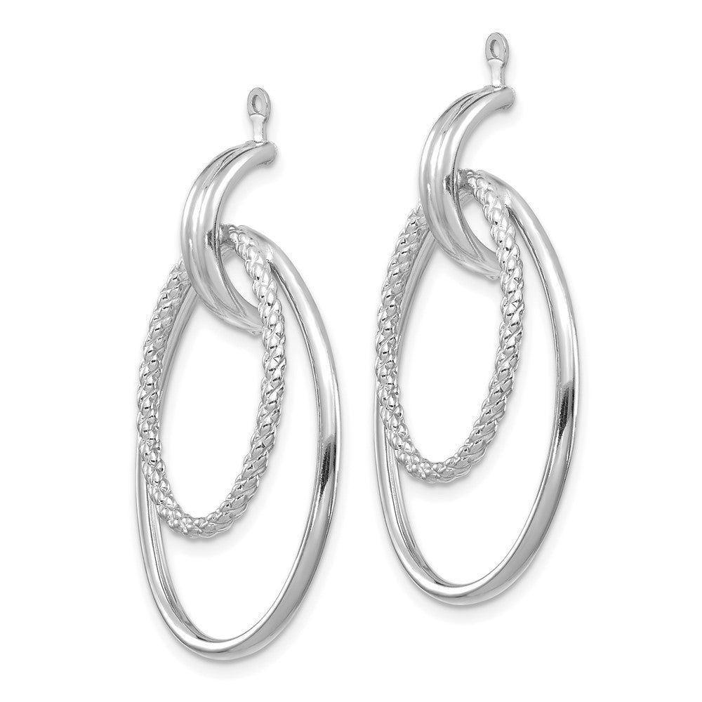 14k White Gold 21 mm Polished Double Hoop Earring Jackets (3.17 grams)