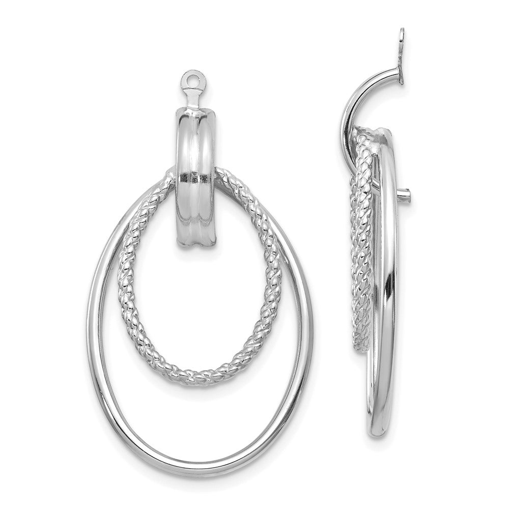 14k White Gold 21 mm Polished Double Hoop Earring Jackets (3.17 grams)