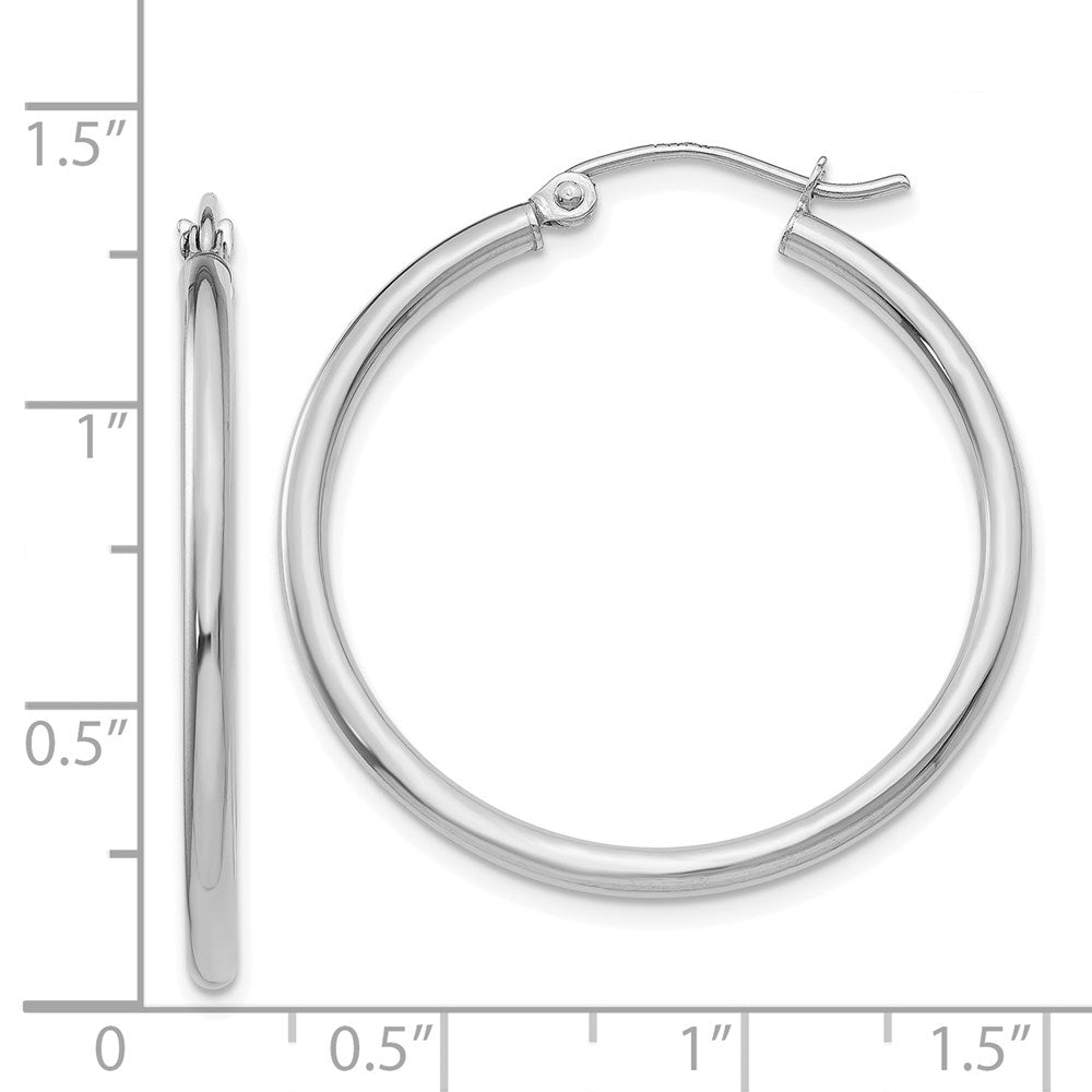 14k White Gold 35 mm Tube Hoop Earrings (1.99 grams)