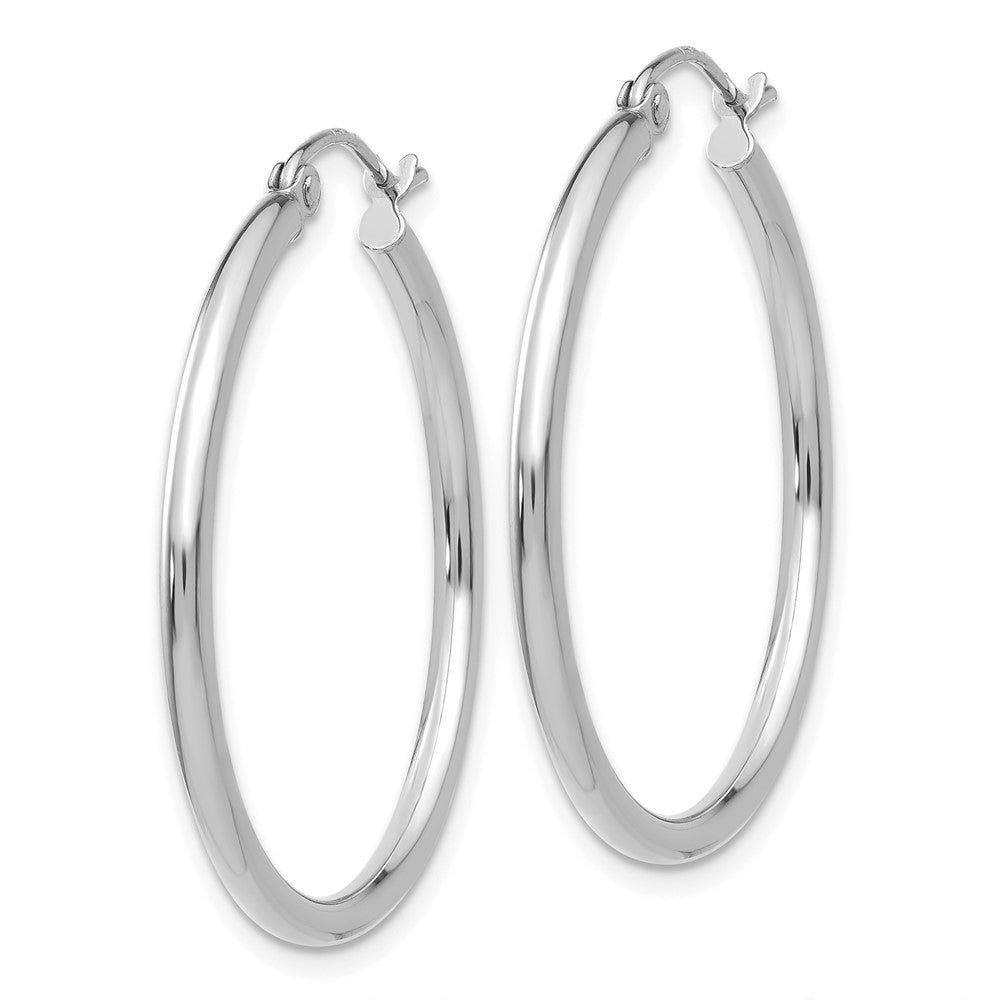 14k White Gold 35 mm Lightweight Tube Hoop Earrings (1.64 grams)