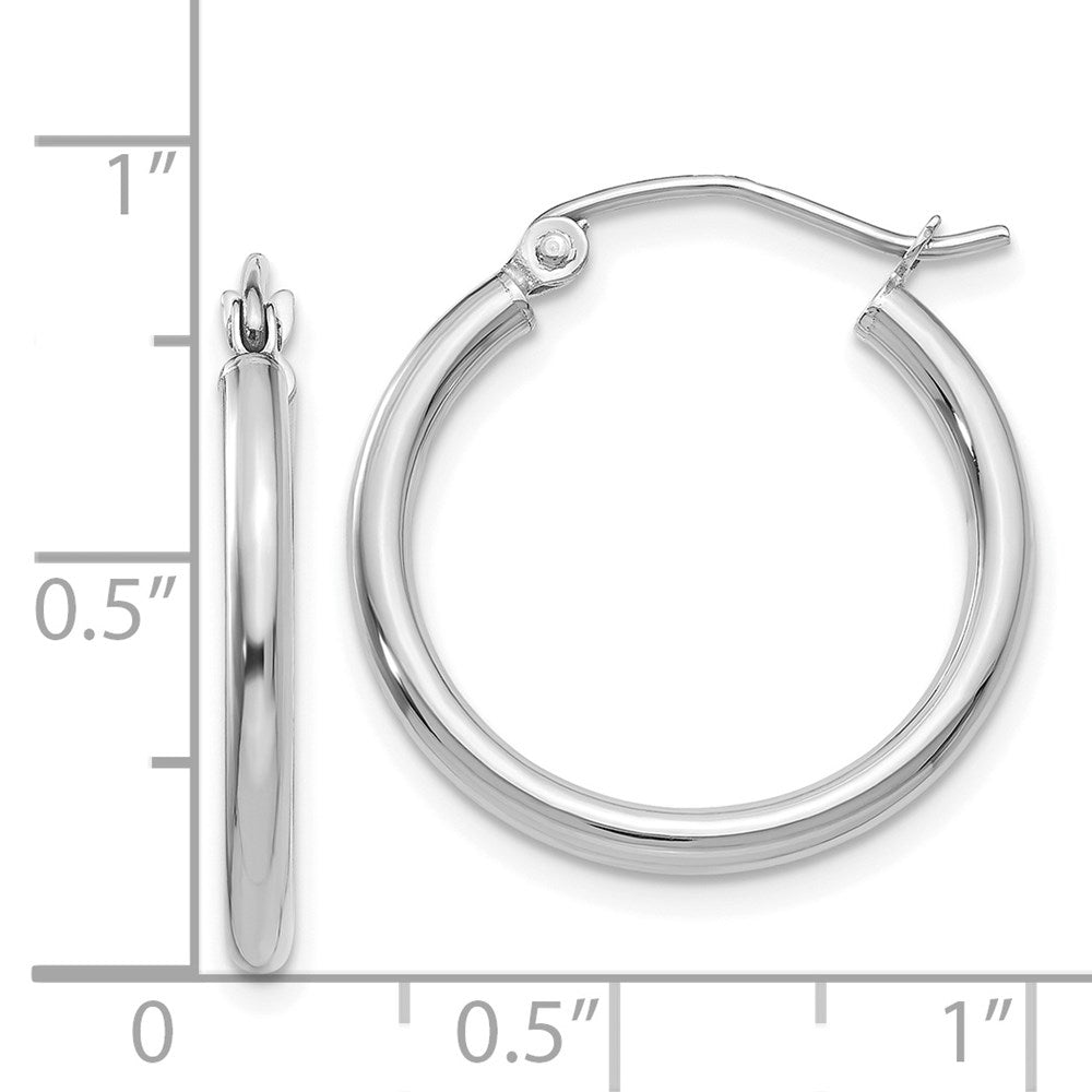 14k White Gold 20.5 mm Lightweight Tube Hoop Earrings (1.15 grams)