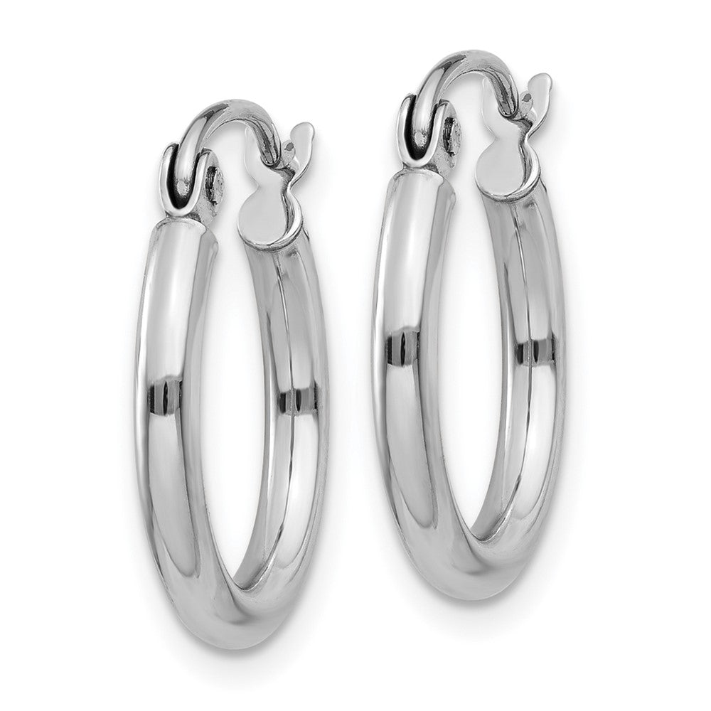 14k White Gold 15 mm Lightweight Tube Hoop Earrings (0.83 grams)