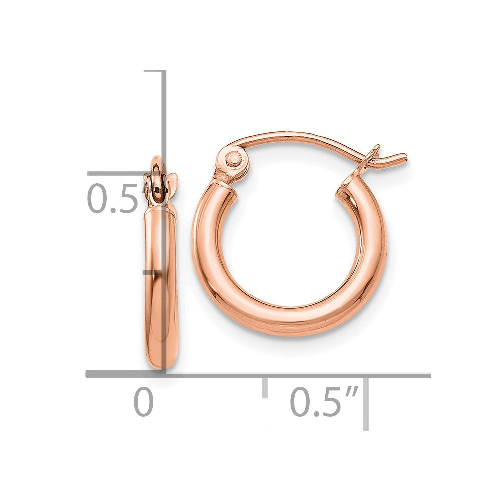 14k Rose Gold 12.25 mm Lightweight Tube Hoop Earrings (0.69 grams)