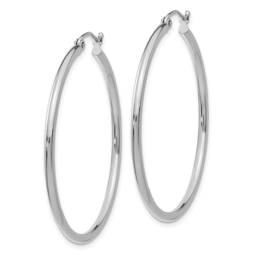 14k White Gold 40 mm Tube Hoop Earrings (2.61 grams)