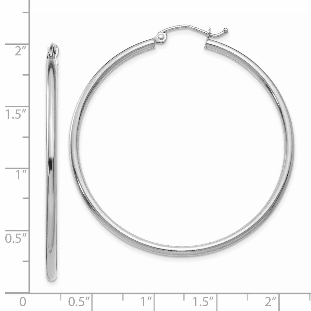 14k White Gold 45 mm Tube Hoop Earrings (2.88 grams)