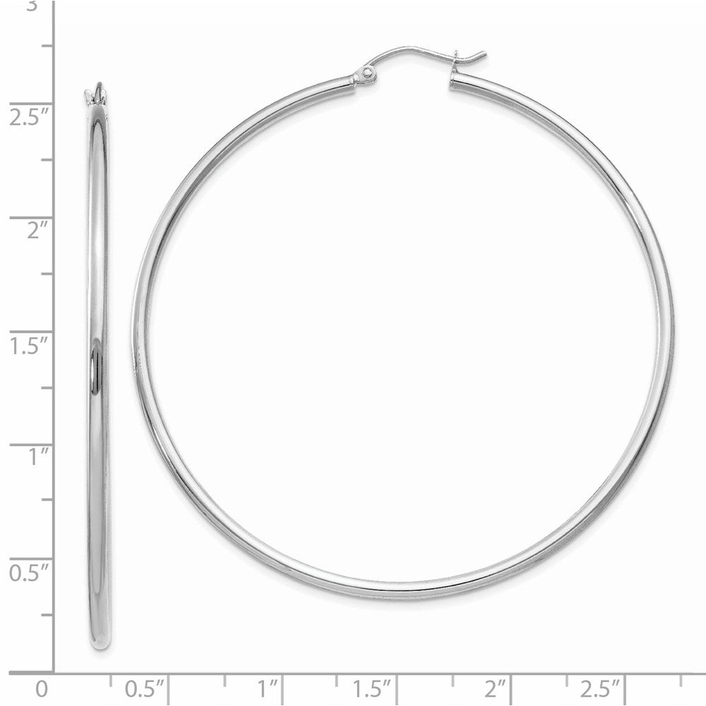 14k White Gold 2 mm Tube Hoop Earrings (4 grams)