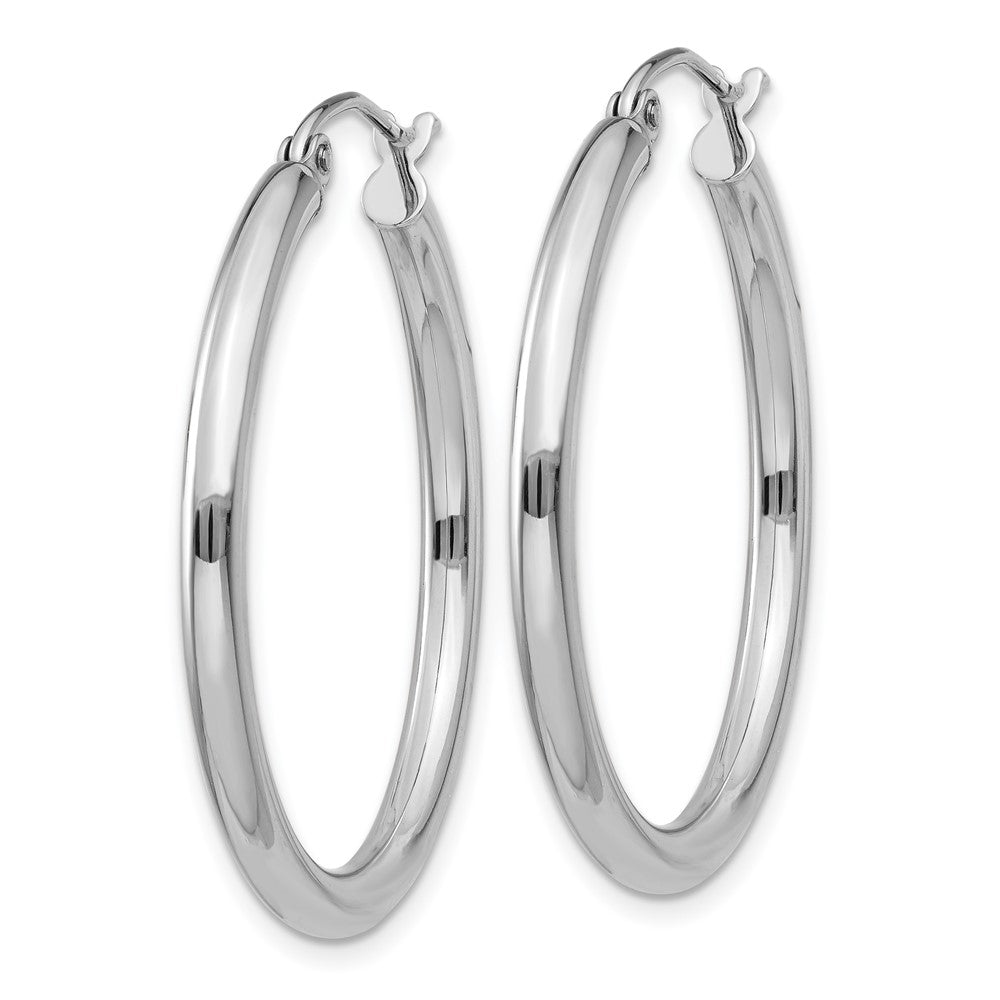 14k White Gold 2.5 mm Tube Hoop Earrings (2.36 grams)