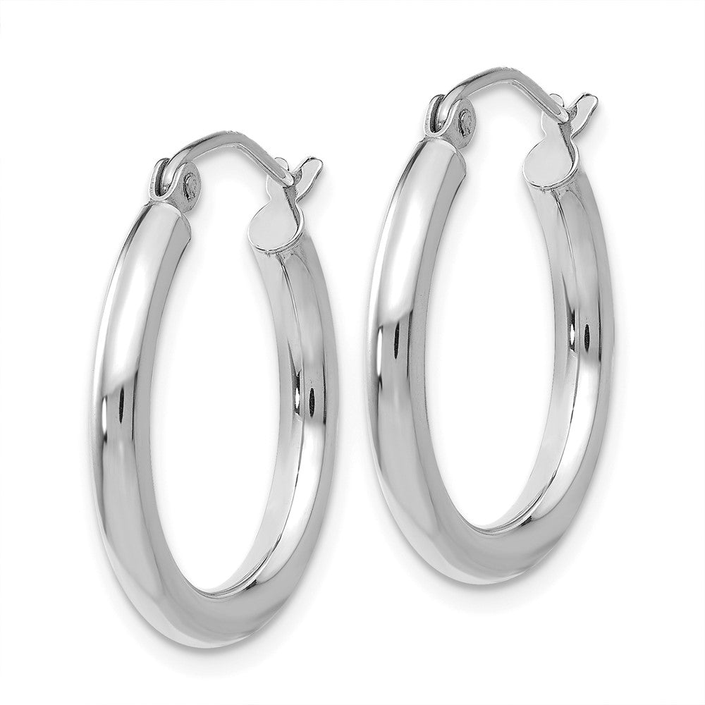 14k White Gold 20 mm Lightweight Tube Hoop Earrings (1.26 grams)