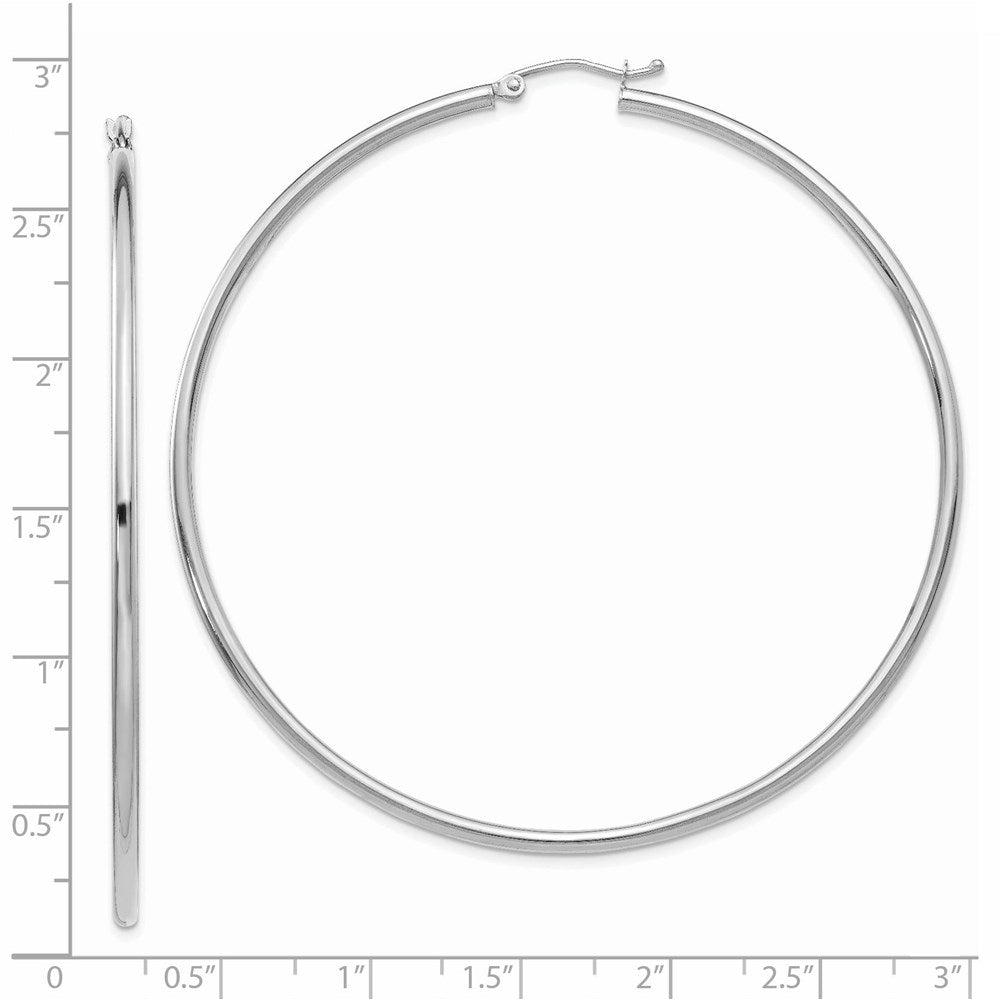 14k White Gold 2.5 mm Tube Hoop Earrings (5.33 grams)