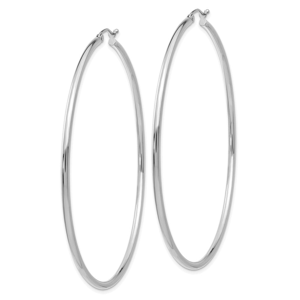 14k White Gold 2.5 mm Lightweight Tube Hoop Earrings (4.22 grams)