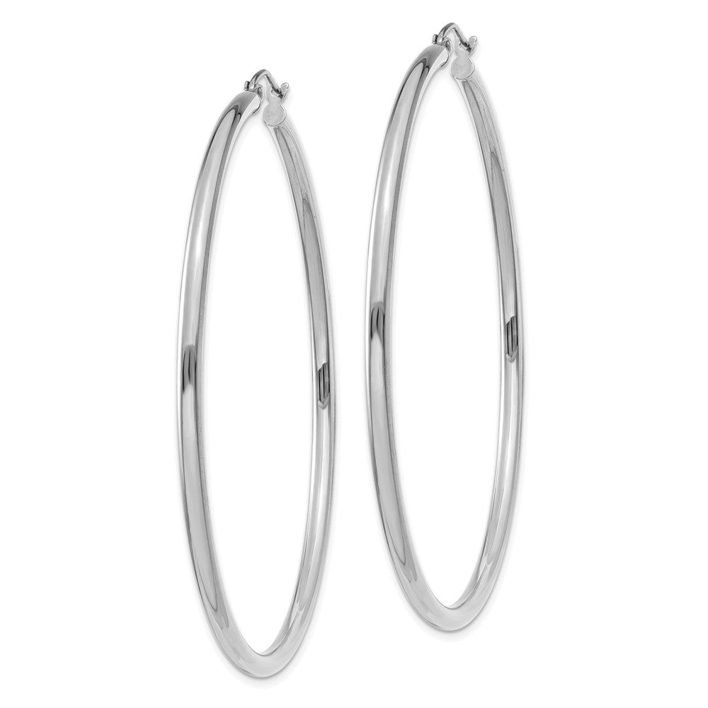 14k White Gold 2.5 mm Lightweight Tube Hoop Earrings (4.13 grams)