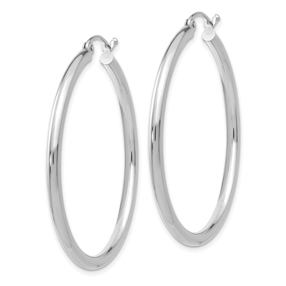 14k White Gold 40 mm Lightweight Tube Hoop Earrings (2.64 grams)