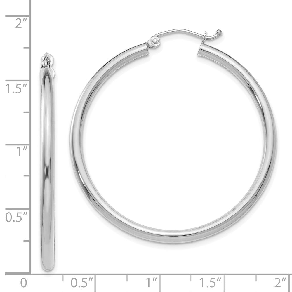 14k White Gold 40 mm Lightweight Tube Hoop Earrings (2.64 grams)