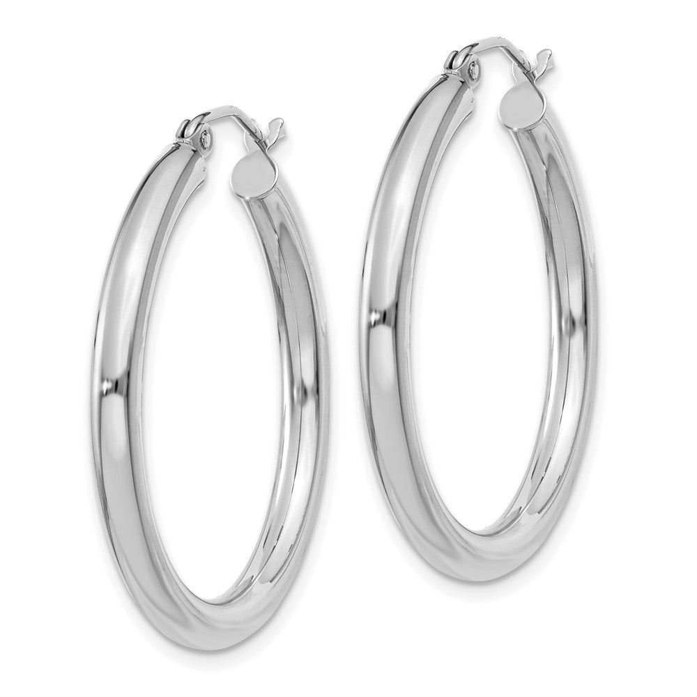 14k White Gold 3 mm Tube Hoop Earrings (2.61 grams)