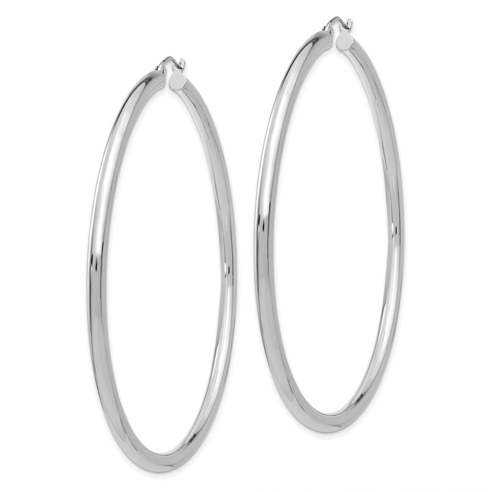 14k White Gold 3 mm Tube Hoop Earrings (6.06 grams)
