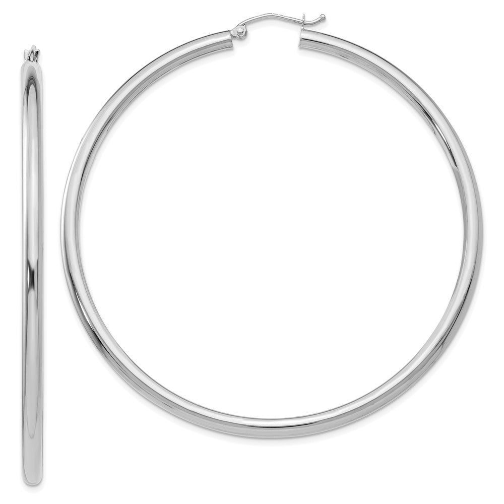 14k White Gold 3 mm Tube Hoop Earrings (6.06 grams)