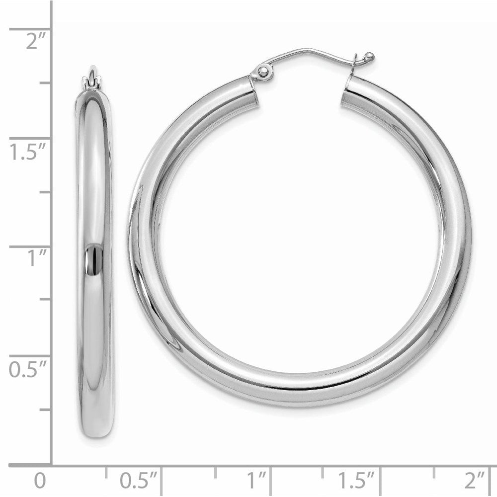 14k White Gold 4 mm Tube Hoop Earrings (4.14 grams)