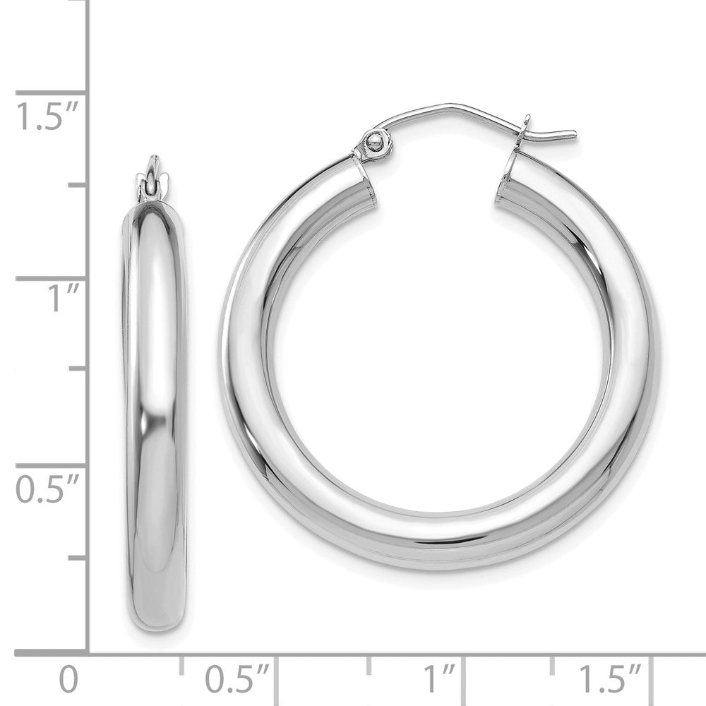 14k White Gold 4 mm Tube Hoop Earrings (2.92 grams)