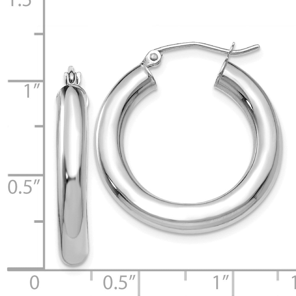 14k White Gold 4 mm Lightweight Tube Hoop Earrings (2.01 grams)