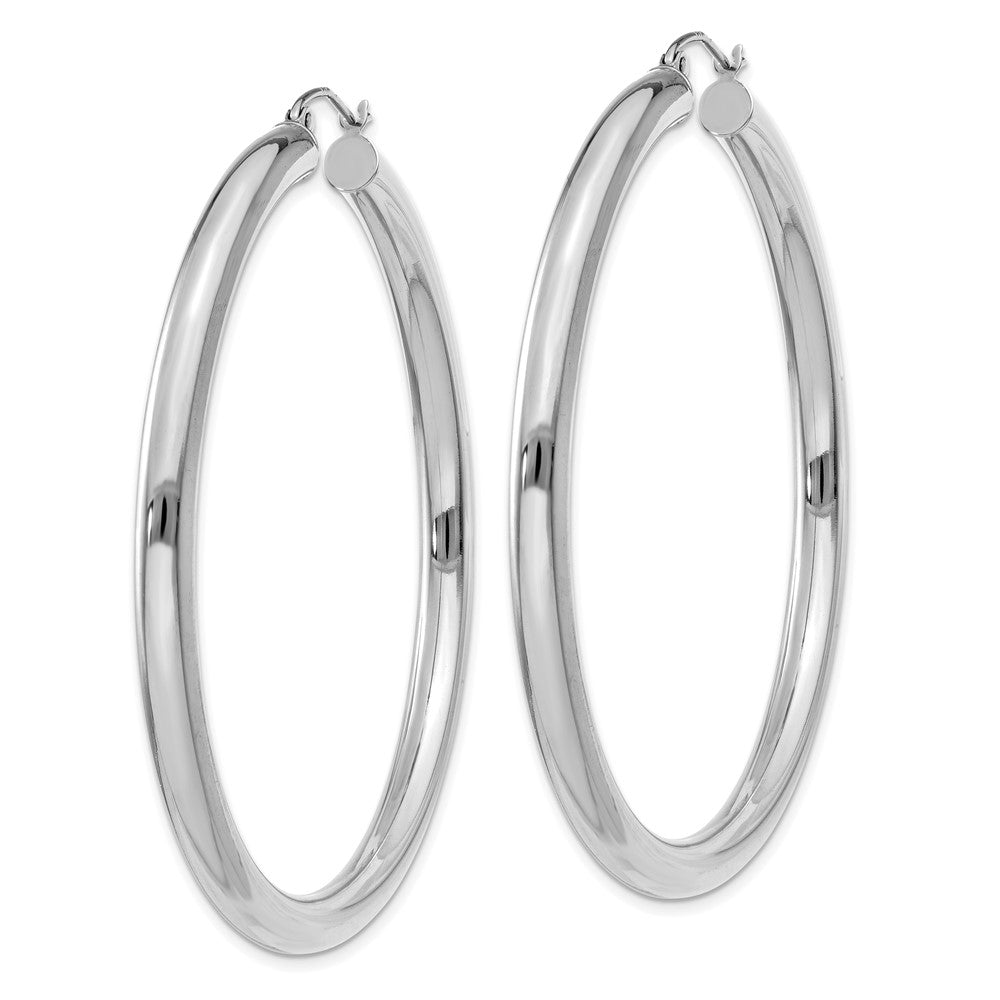10k White Gold 4 mm Tube Hoop Earrings (5.18 grams)