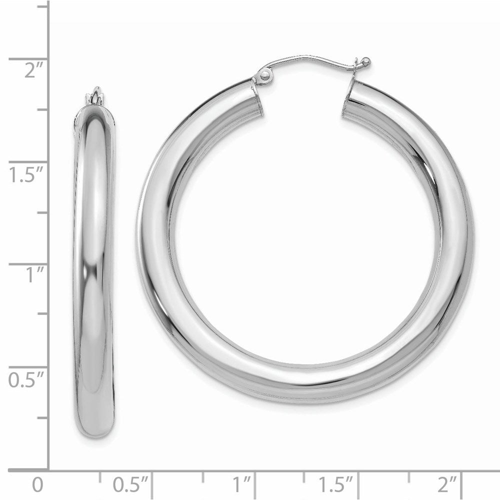 14k White Gold 5 mm Lightweight Hoop Earrings (5.64 grams)