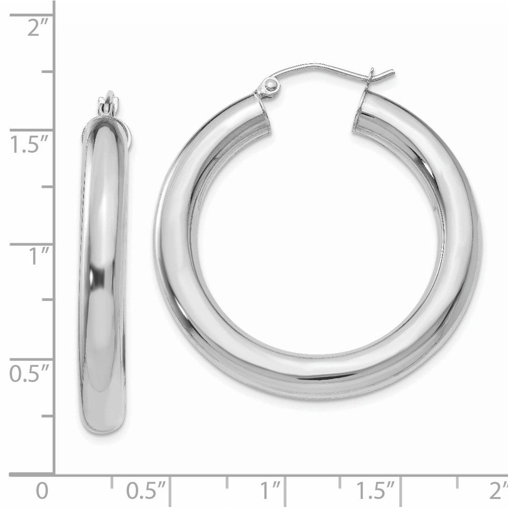 14k White Gold 5 mm Tube Hoop Earrings (5.42 grams)