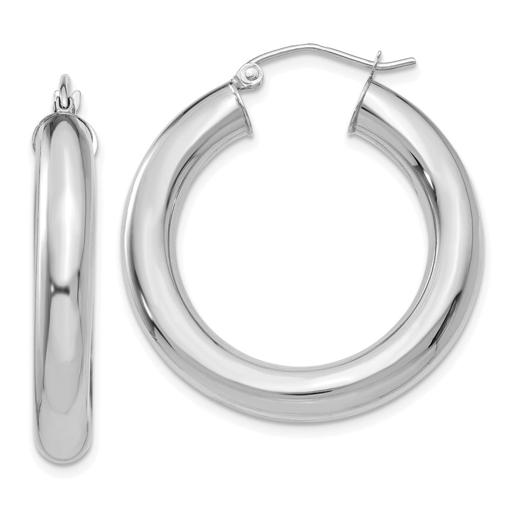 14k White Gold 5 mm Tube Hoop Earrings (4.63 grams)
