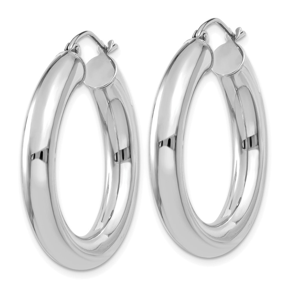 14k White Gold 5 mm Lightweight Hoop Earrings (4.19 grams)