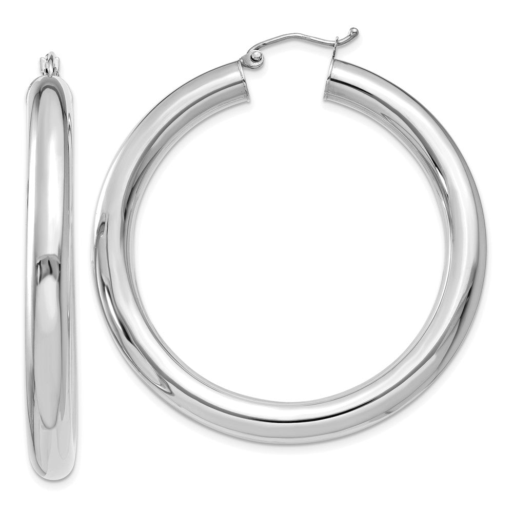 14k White Gold 5 mm Tube Hoop Earrings (7.7 grams)