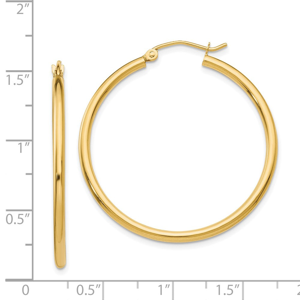 14k Yellow Gold 36 mm Tube Hoop Earrings (2.26 grams)
