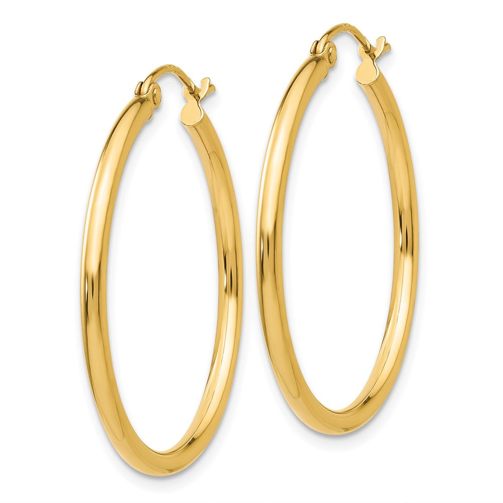 14k Yellow Gold 31.5 mm Lightweight Tube Hoop Earrings (1.63 grams)